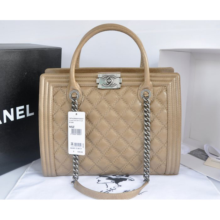 2014 Chanel Classic Original Leather shoulder and Two Handle Bag A66385 Apricot