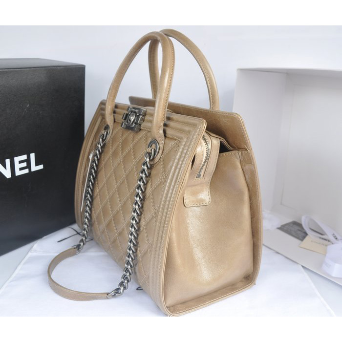 2014 Chanel Classic Original Leather shoulder and Two Handle Bag A66385 Apricot