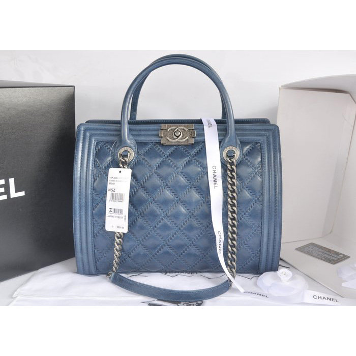 2014 Chanel Classic Original Leather shoulder and Two Handle Bag A66385 Royalblue