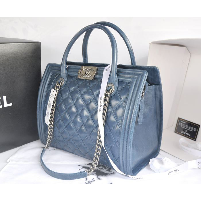 2014 Chanel Classic Original Leather shoulder and Two Handle Bag A66385 Royalblue