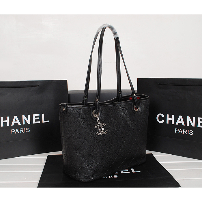 2014 Chanel Classic Shopping Bag Caviar leather A6868 in Black