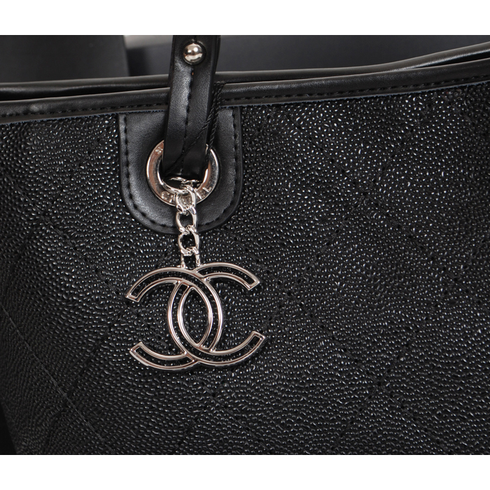 2014 Chanel Classic Shopping Bag Caviar leather A6868 in Black