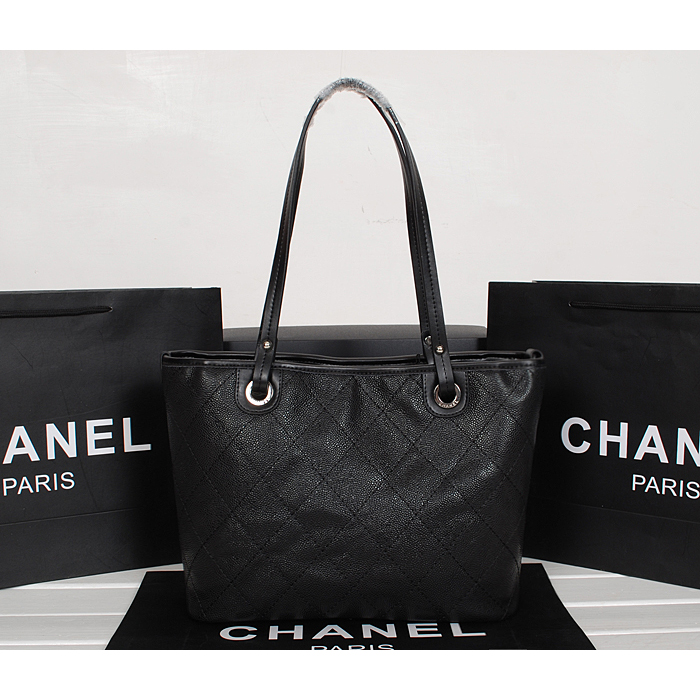 2014 Chanel Classic Shopping Bag Caviar leather A6868 in Black