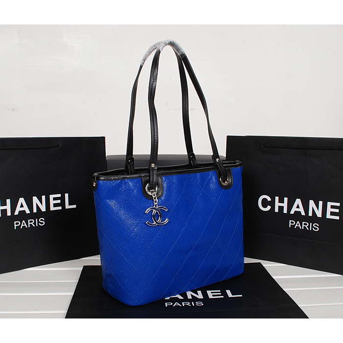 2014 Chanel Classic Shopping Bag Caviar leather A6868 in Royalblue