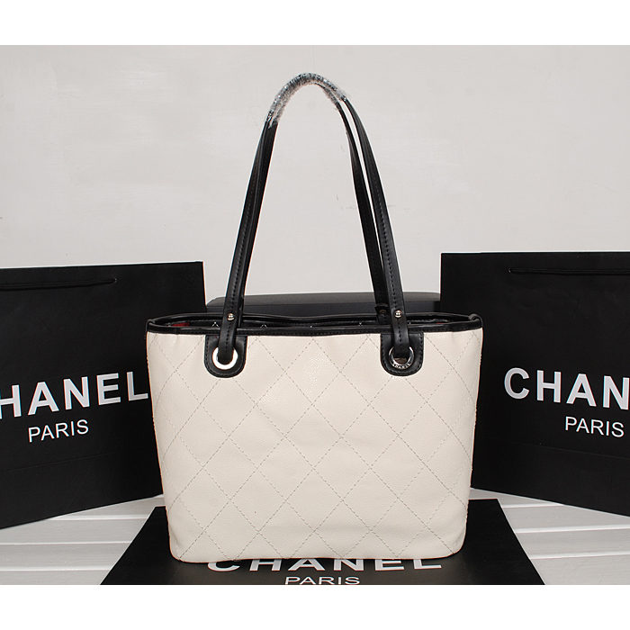 2014 Chanel Classic Shopping Bag Caviar leather A6868 in White