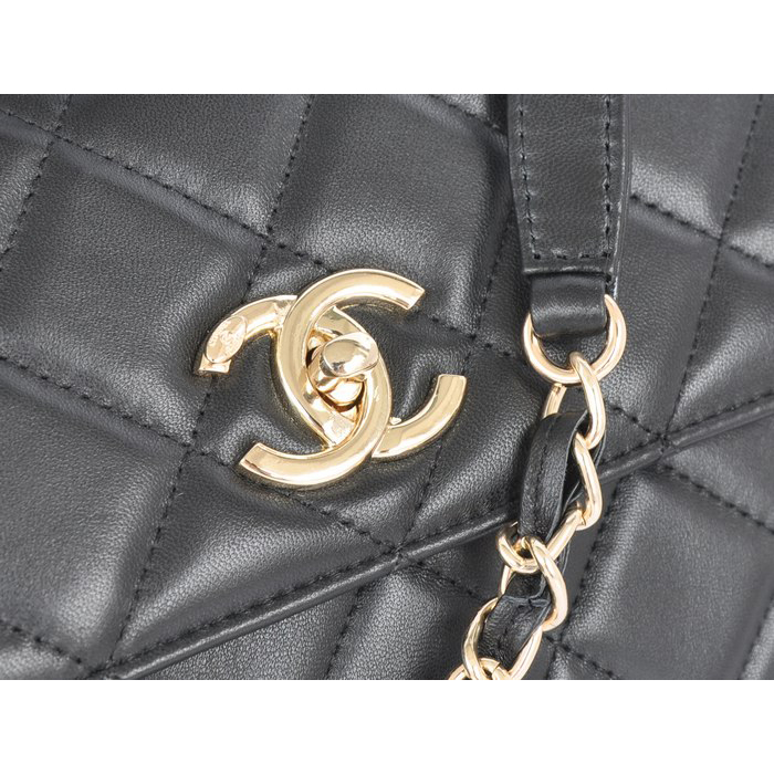 2014 Chanel Classic Top Handle Bag Original Sheepskin Leather A92236 Black