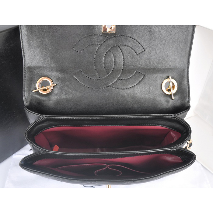 2014 Chanel Classic Top Handle Bag Original Sheepskin Leather A92236 Black