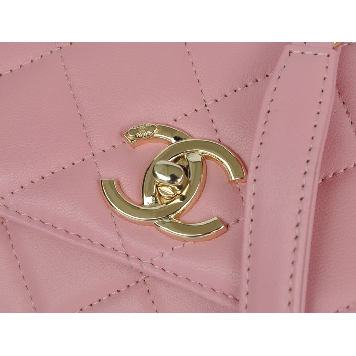 2014 Chanel Classic Top Handle Bag Original Sheepskin Leather A92236 Pink