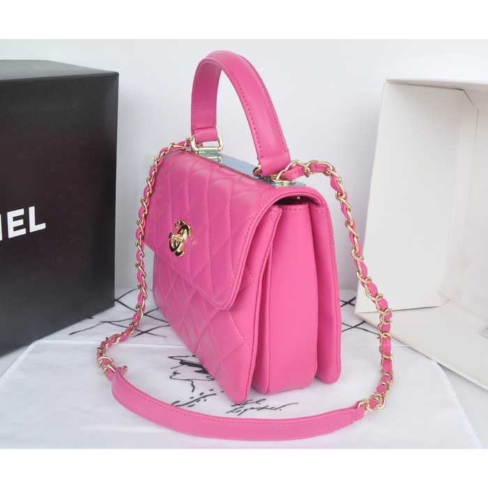 2014 Chanel Classic Top Handle Bag Original Sheepskin Leather A92236 Rose