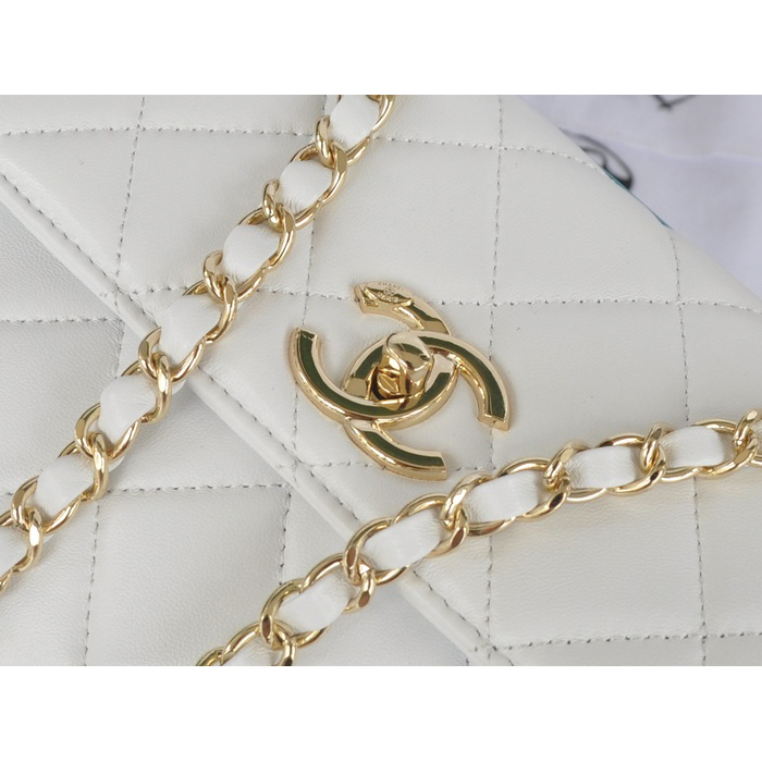 2014 Chanel Classic Top Handle Bag Original Sheepskin Leather A92236 White