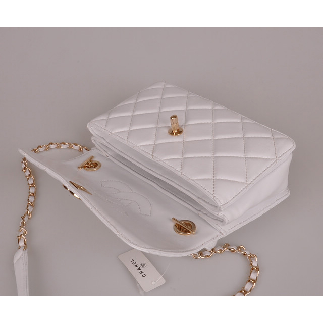 2014 Chanel Classic Top Handle Bag Sheepskin Leather A92236 White