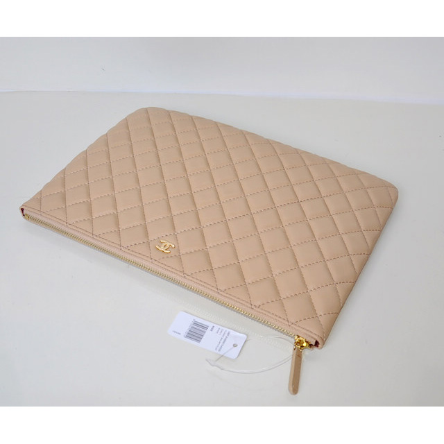 2014 Chanel Clutch Bag Apricot Sheepskin Leather A67780 Gold