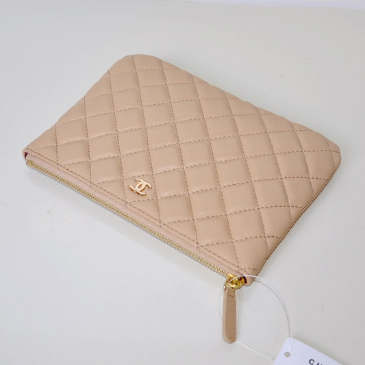 2014 Chanel Clutch Bag Apricot Sheepskin Leather A67781 Gold