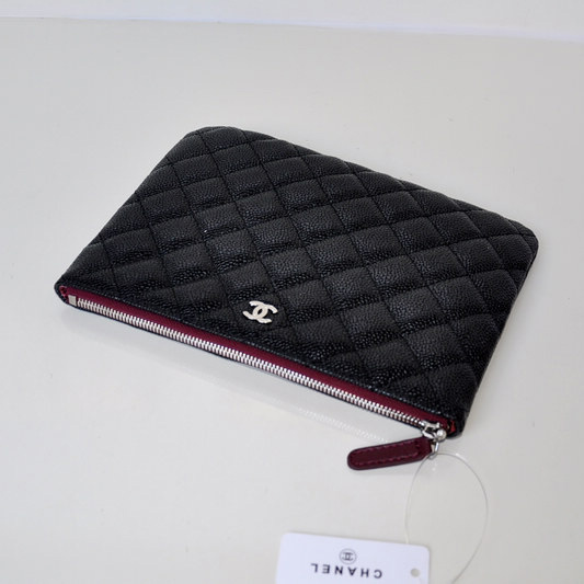 2014 Chanel Clutch Bag Black Caviar Leather A67781 Silver