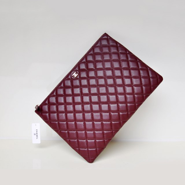 2014 Chanel Clutch Bag Maroon Sheepskin Leather A67780 Gold