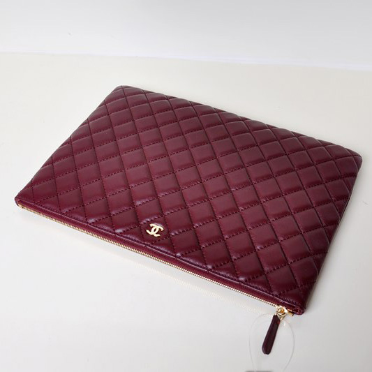 2014 Chanel Clutch Bag Maroon Sheepskin Leather A67780 Gold