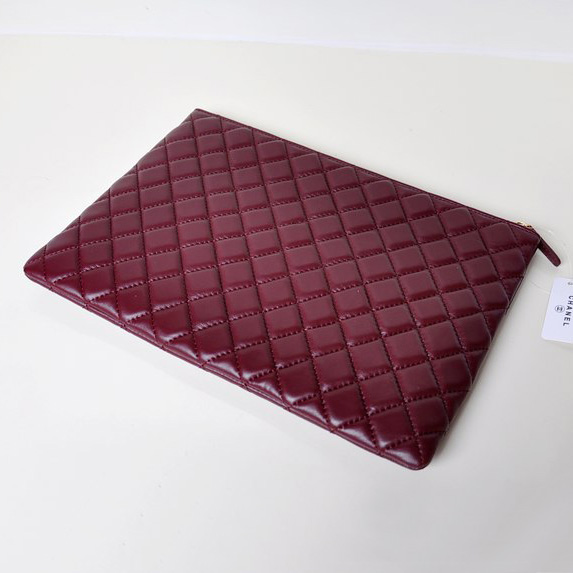 2014 Chanel Clutch Bag Maroon Sheepskin Leather A67780 Gold