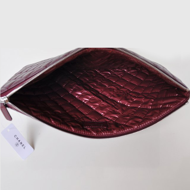 2014 Chanel Clutch Bag Maroon Sheepskin Leather A67780 Silver