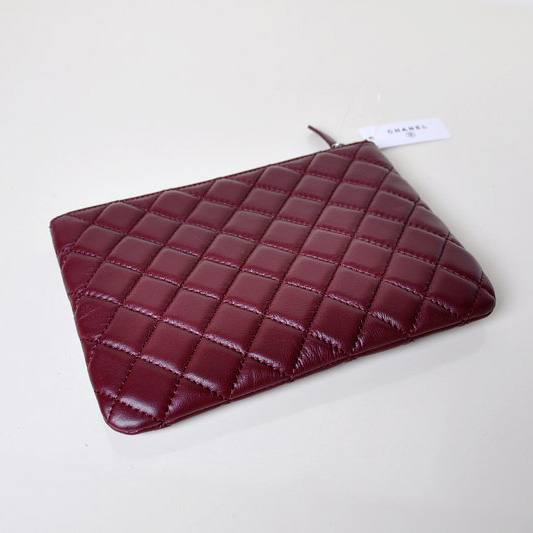 2014 Chanel Clutch Bag Maroon Sheepskin Leather A67781 Silver