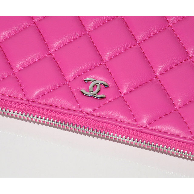 2014 Chanel Clutch Bag Rose Sheepskin Leather A67781 Silver