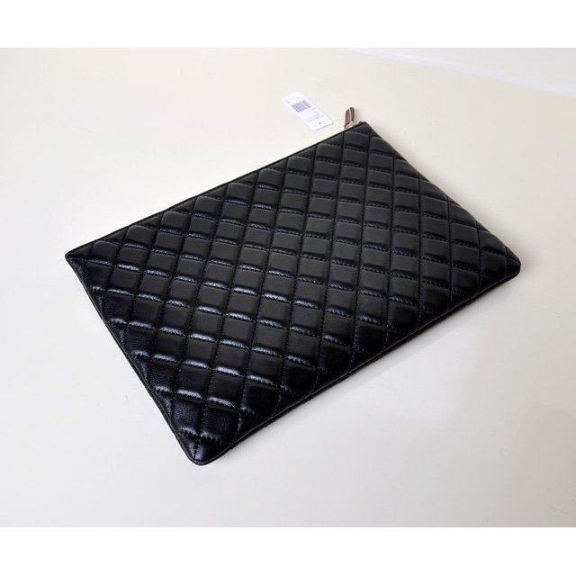 2014 Chanel Clutch Bag Sheepskin Leather A67780 Black with Silver hardware