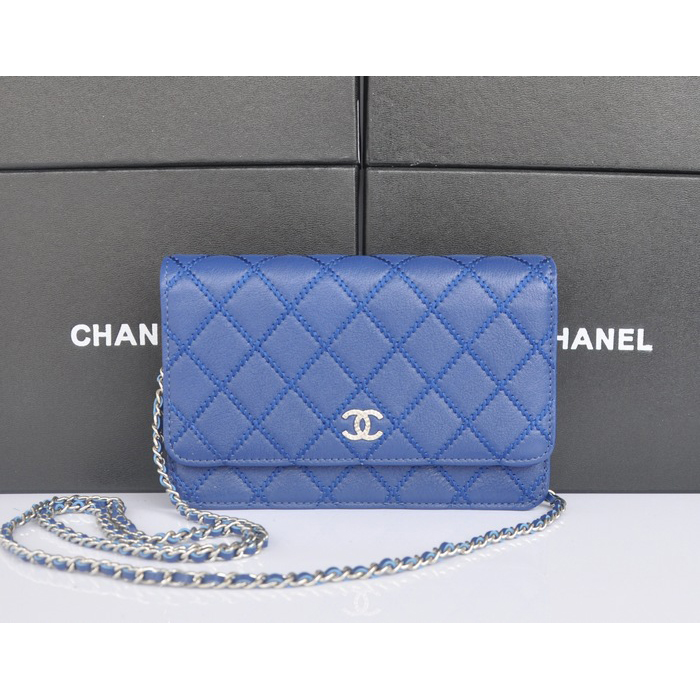 2014 Chanel Clutch MINI bag Original Leather A35001 Blue