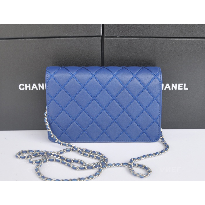 2014 Chanel Clutch MINI bag Original Leather A35001 Blue