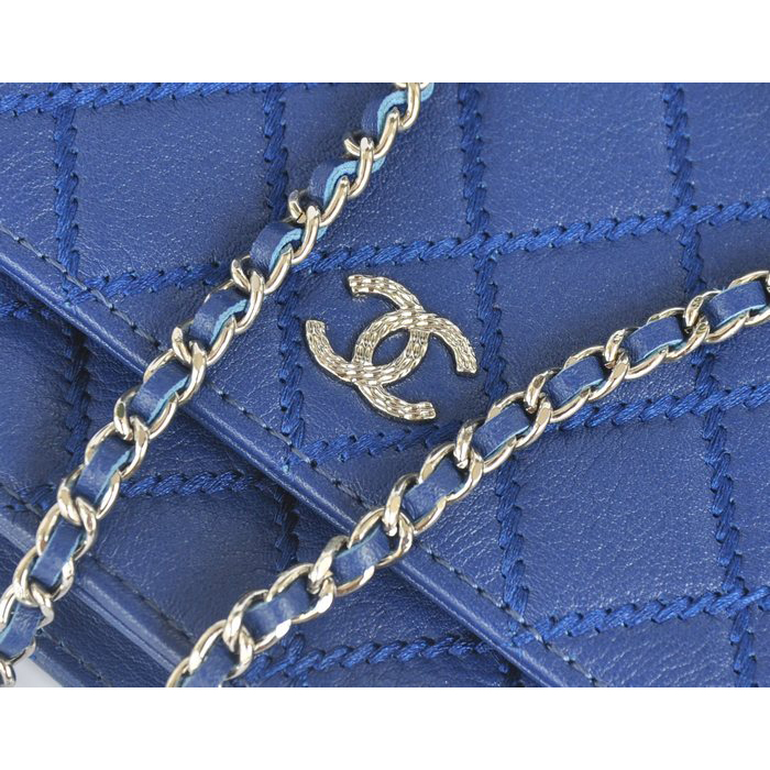 2014 Chanel Clutch MINI bag Original Leather A35001 Blue