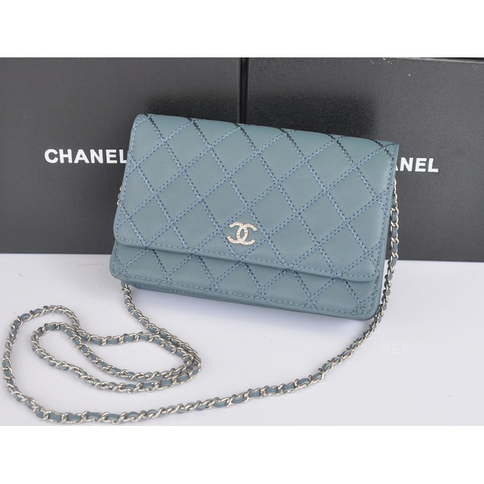 2014 Chanel Clutch MINI bag Original Leather A35001 Light blue