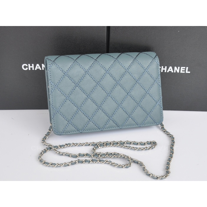 2014 Chanel Clutch MINI bag Original Leather A35001 Light blue