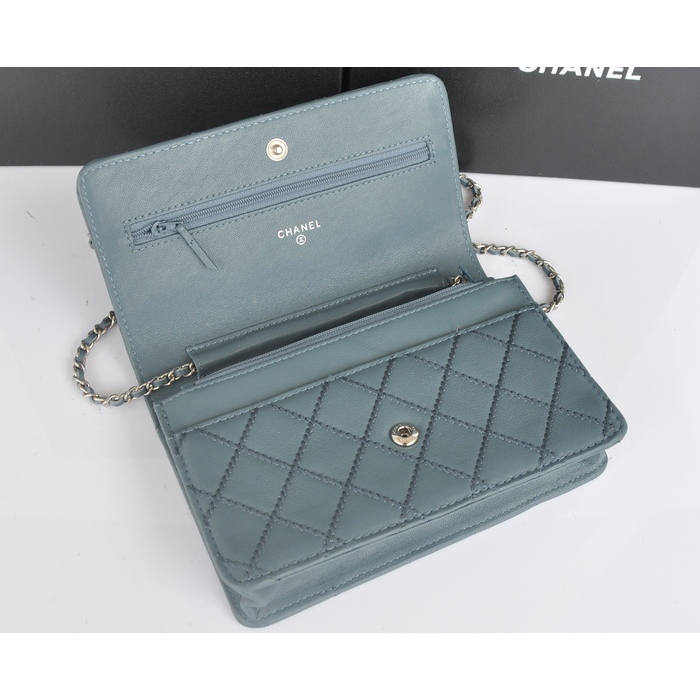 2014 Chanel Clutch MINI bag Original Leather A35001 Light blue