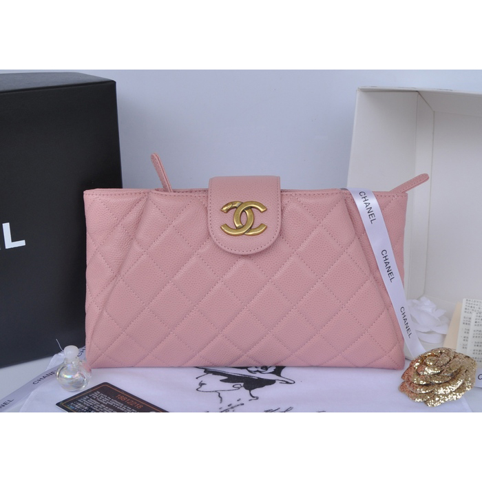 2014 Chanel Clutch bag Original Caviar Leather A92335 Pink