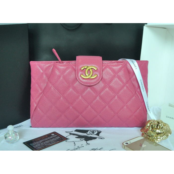 2014 Chanel Clutch bag Original Caviar Leather A92335 Rose