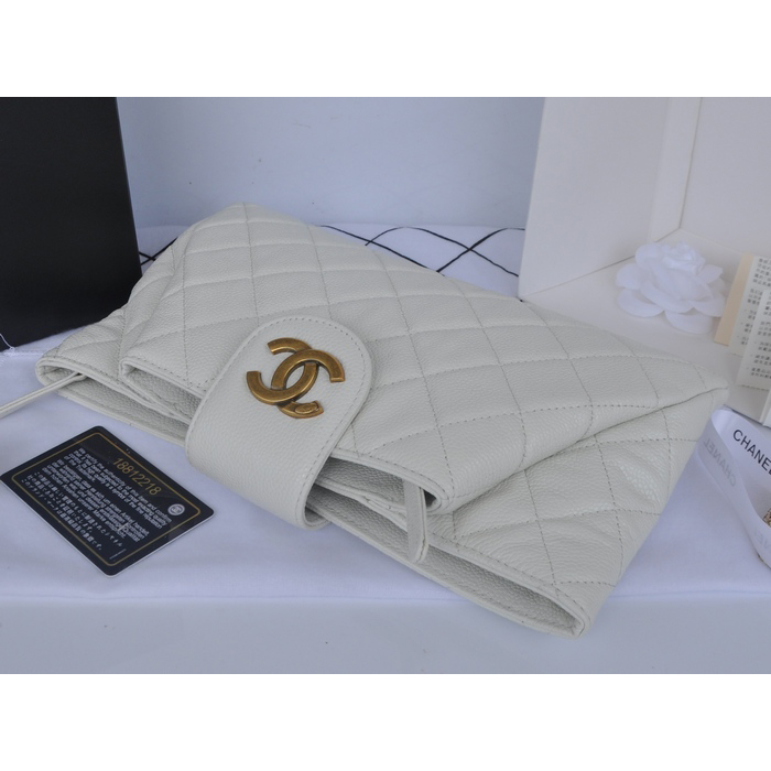 2014 Chanel Clutch bag Original Caviar Leather A92335 White