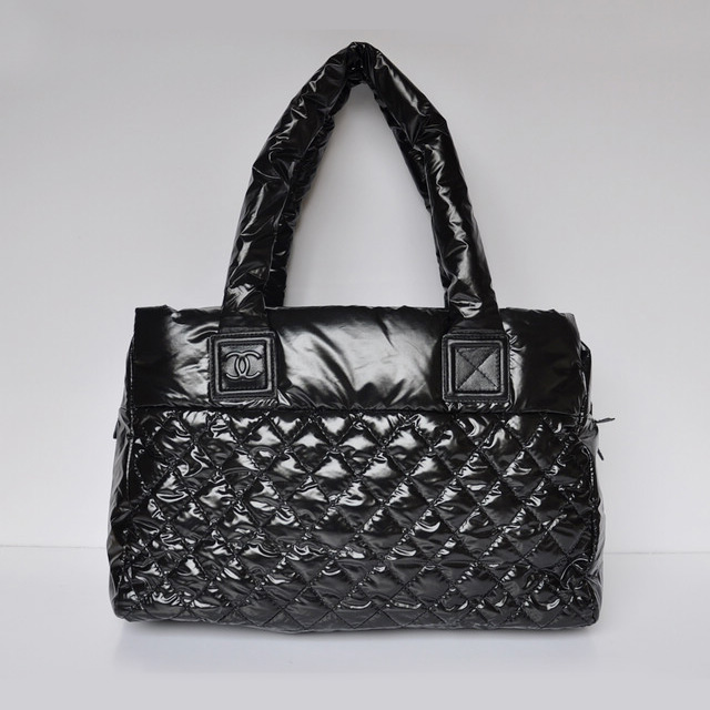 2014 Chanel Coco Cocoon Quilted Nylon Tote in Black