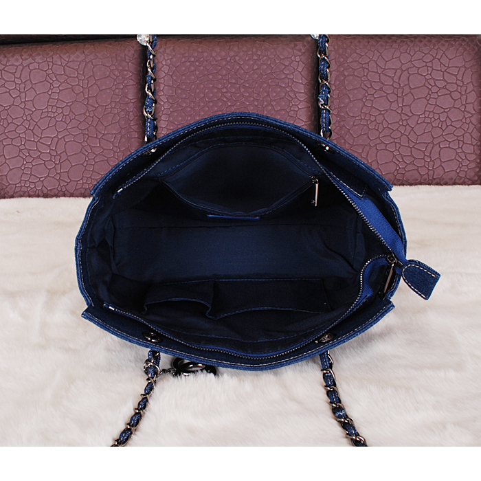 2014 Chanel Denim Shoulder Bag A68080 Blue