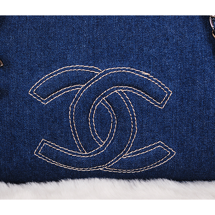 2014 Chanel Denim Shoulder Bag A68080 Blue