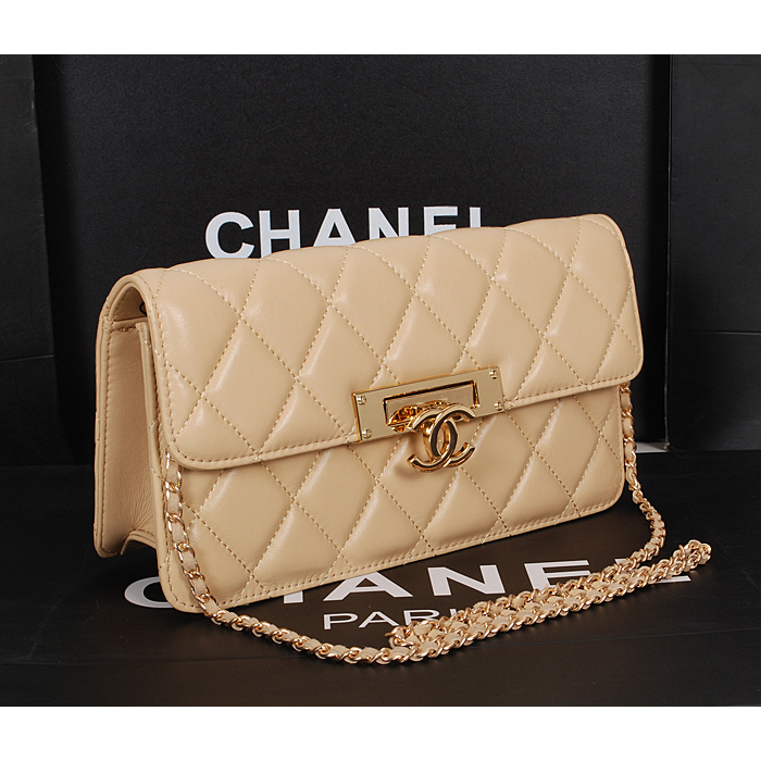 2014 Chanel Flap Shoulder Bag A2020 in Original Sheepskin Leather Apricot