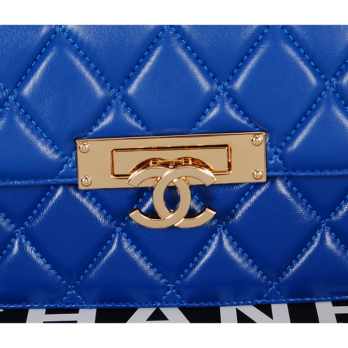 2014 Chanel Flap Shoulder Bag A2020 in Original Sheepskin Leather Royalblue