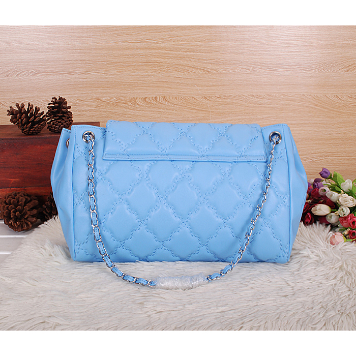 2014 Chanel Flap Shoulder Bag Calfskin Leather A92248 in Lake blue