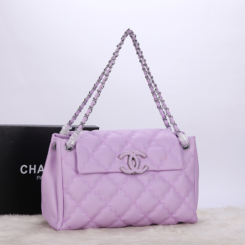 2014 Chanel Flap Shoulder Bag Calfskin Leather A92248 in Purple