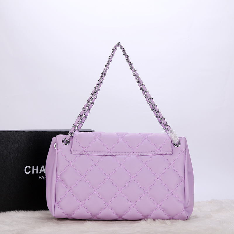 2014 Chanel Flap Shoulder Bag Calfskin Leather A92248 in Purple