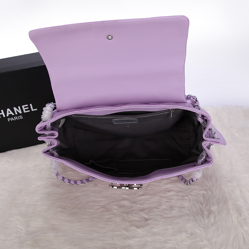 2014 Chanel Flap Shoulder Bag Calfskin Leather A92248 in Purple