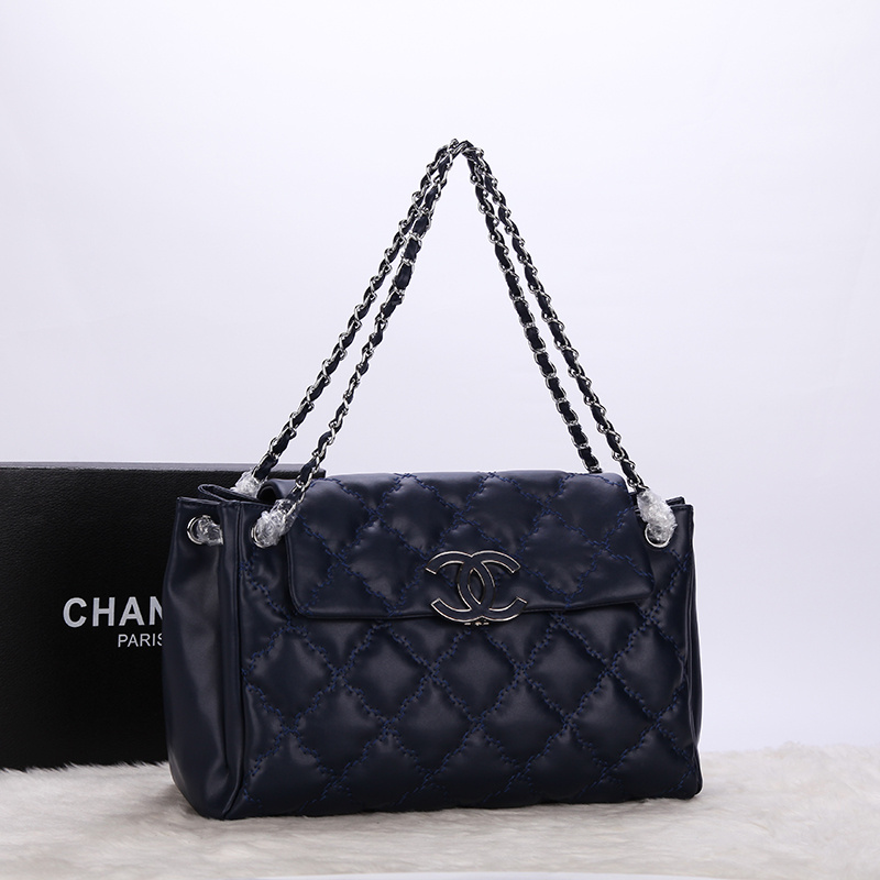 2014 Chanel Flap Shoulder Bag Calfskin Leather A92248 in Royalblue