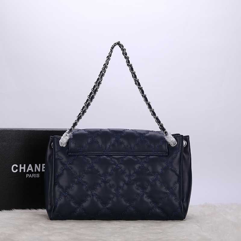 2014 Chanel Flap Shoulder Bag Calfskin Leather A92248 in Royalblue