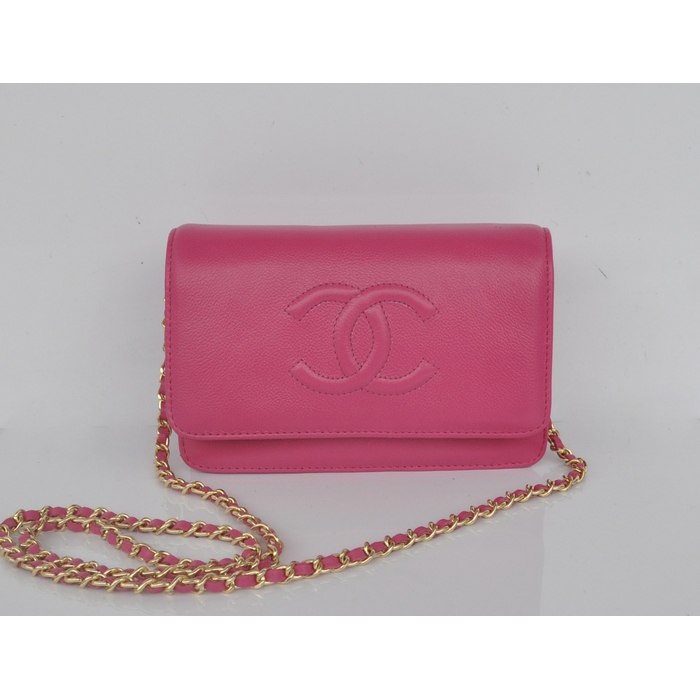 2014 Chanel Flap Shoulder Bag Rose Calfskin Leather A33817 Gold