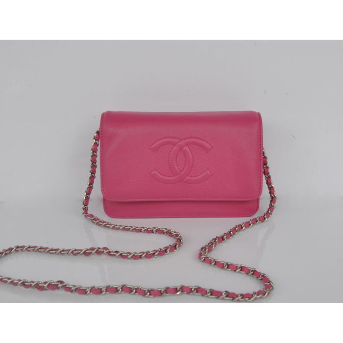 2014 Chanel Flap Shoulder Bag Rose Calfskin Leather A33817 Silver