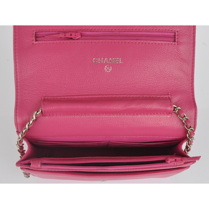 2014 Chanel Flap Shoulder Bag Rose Calfskin Leather A33817 Silver