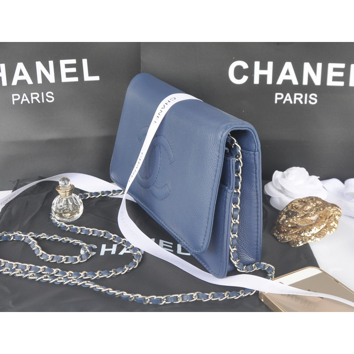 2014 Chanel Flap Shoulder Bag Royal Calfskin Leather A33817 Silver