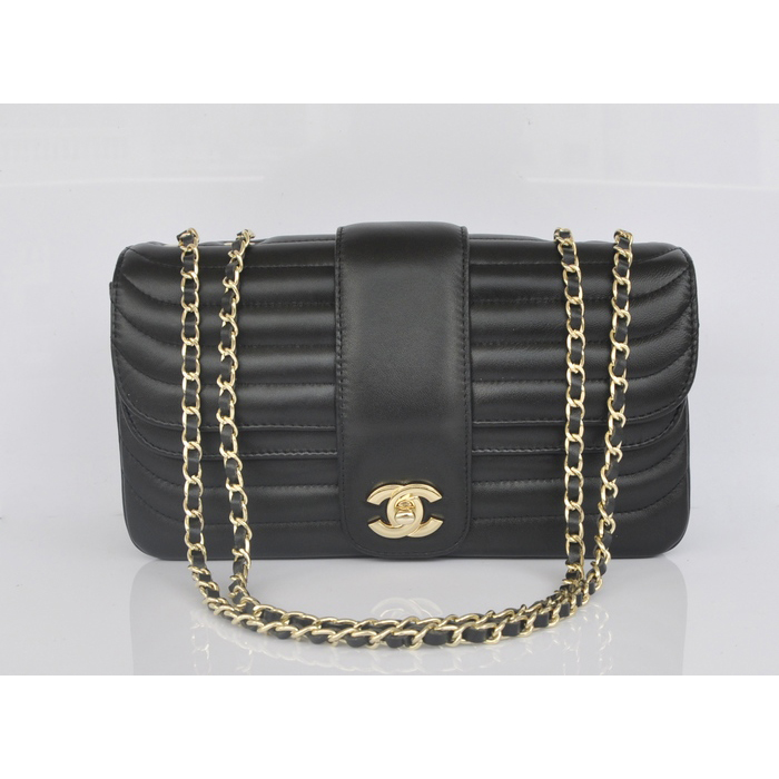 2014 Chanel Flap Shoulder Bag Sheepskin Leather A4026 Black